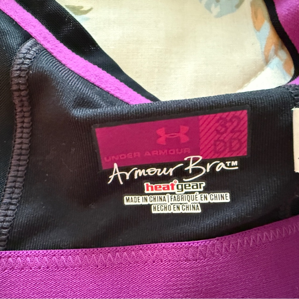 Under Armour Gray and Purple Sports Bra with Supportive Straps - Picture 9 of 10